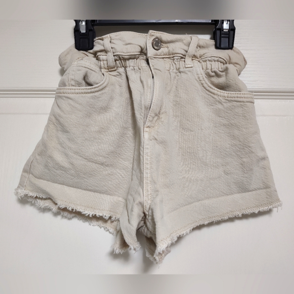 ZARA Stretch Waist Beige Denim Shorts Girls Sz 10